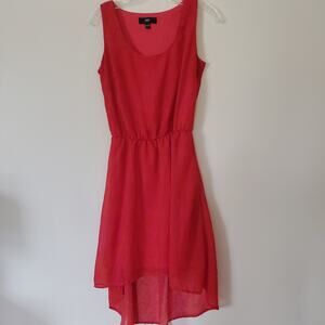 Mossimo Sleeveless Sheath Red Dress Double Layer Flowy High Low Size XS